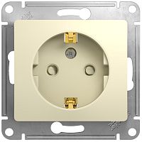 Розетка с заземлением без рамки Systeme Electric Glossa 1-м. шторки бежевый картинка